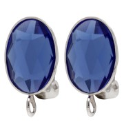 Clips d'oreilles pour cabochon ovale 14x10 mm avec anneau ouvert - Argent 925 x2