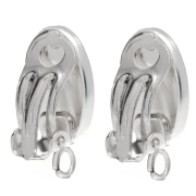 Clips d'oreilles pour cabochon ovale 14x10 mm avec anneau ouvert - Argent 925 x2
