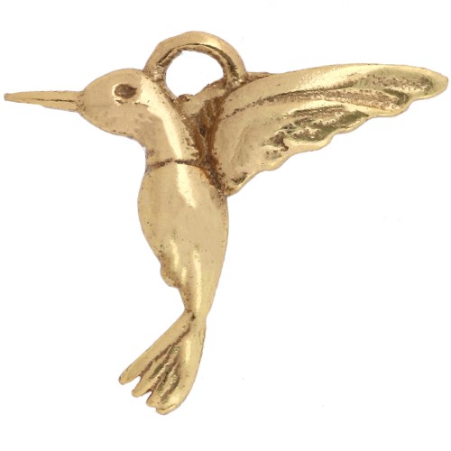 Breloque colibri 12.5x13.8 mm - Argent 925 doré à l'or fin x1
