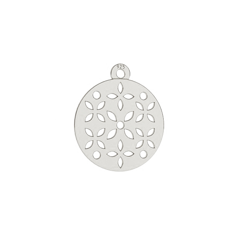 Leonardo Pendentif Breloque Femme Argent Blanc Fleurs Strass
