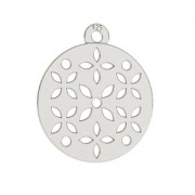 Breloque ronde ajourée fleur 15 mm en Argent 925 x1|raw }}