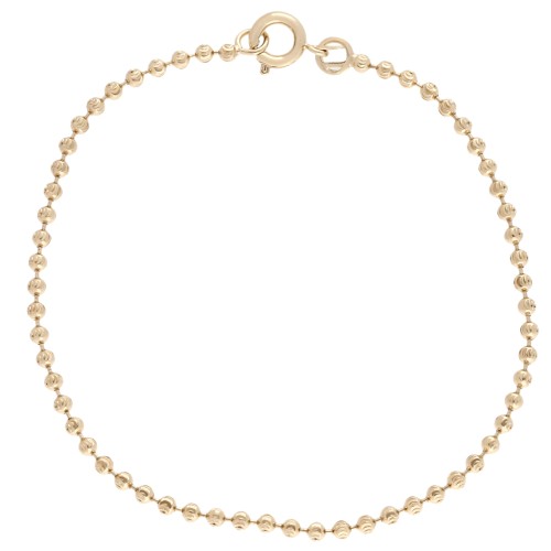 Bracelet maille Boule striée 2 mm - Plaqué Or 3 microns x17cm