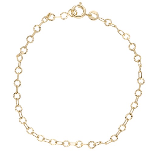 Bracelet maille Fantaisie cercle strié 3.15 mm - Plaqué Or 3 microns x17cm