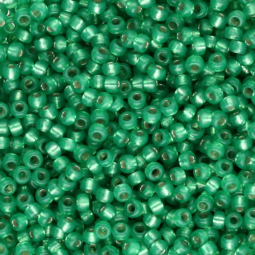 Rocaille Miyuki 11/0 646 - Dyed Dark Mint Green Silver Lined Alabaster x8g