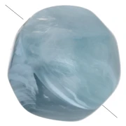 Perles rondes irrégulières facettées 8 mm résine translucide - Bleu fumé marbré x8
