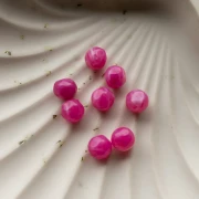 Perles rondes irrégulières facettées 8mm résine translucide Rose fuchsia Marbré x8