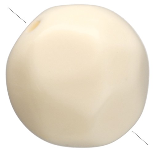 Perles rondes irrégulières facettées 10 mm résine opaque - Ecru x6