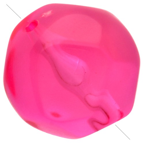 Perles rondes irrégulières facettées 10 mm résine transparente - Rose fluo x6