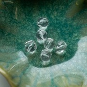 Perles rondes irrégulières facettées 10 mm résine transparente - Crystal x6