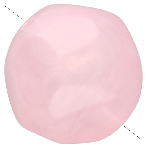 Perles rondes irrégulières facettées 10 mm résine translucide Rose clair marbré x6