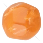 Perles rondes irrégulières facettées 10 mm résine translucide - Abricot marbré x6