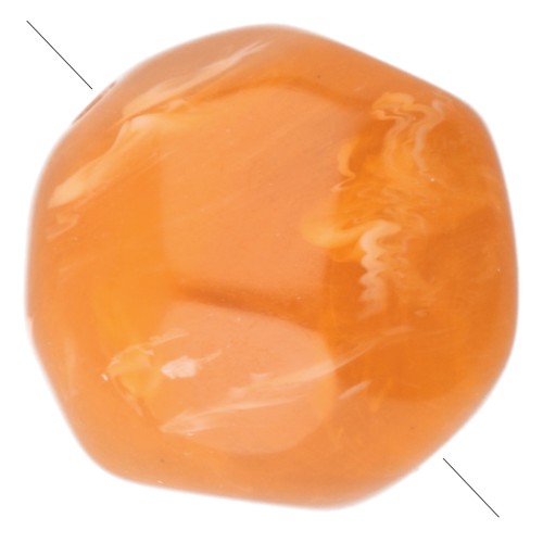 Perles rondes irrégulières facettées 10 mm résine translucide - Abricot marbré x6