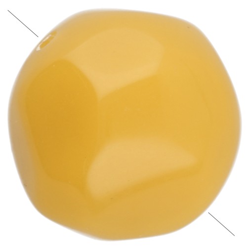 Perles rondes irrégulières facettées 12 mm en résine opaque - Miel x4