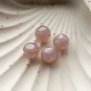 Perles rondes irrégulières facettée 12mm résine transparente - Vieux rose nacré x4
