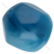 Perles rondes irrégulières facettées 12mm résine translucide Bleu Marbré blanc x4