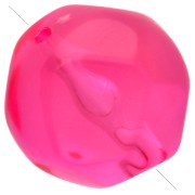 Perles rondes irrégulières facettées 12 mm en résine transparente - Rose fluo x4