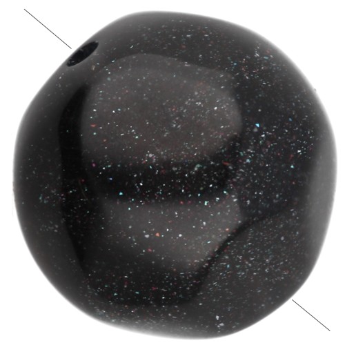 Perles rondes irrégulières facettées 12 mm en résine opaque - Noir pailleté x4