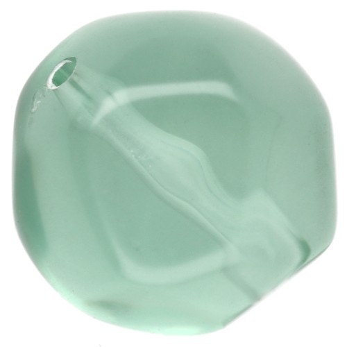 Perles rondes irrégulières facettées 14 mm en résine transparente - Vert mousse x1
