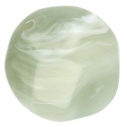 Perle ronde irrégulière facettée 14 mm résine translucide - Vert sauge marbré