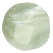 Perle ronde irrégulière facettée 14 mm résine translucide - Vert sauge marbré