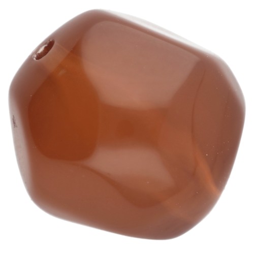 Perle ronde irrégulière facettée 14 mm résine transparente - Marron x1