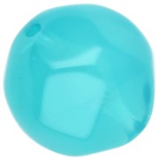 Perle ronde irrégulière facettée 14 mm résine translucide - Bleu caraïbe x1