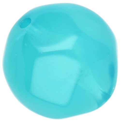 Perle ronde irrégulière facettée 14 mm résine translucide - Bleu caraïbe x1