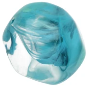 Perle ronde irrégulière facettée 14 mm résine translucide - Turquoise marbré