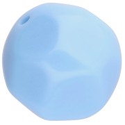 Perles rondes irrégulières facettées 14 mm en résine opaque - Bleu layette x1