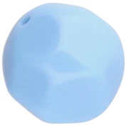 Perles rondes irrégulières facettées 14 mm en résine opaque - Bleu layette x1