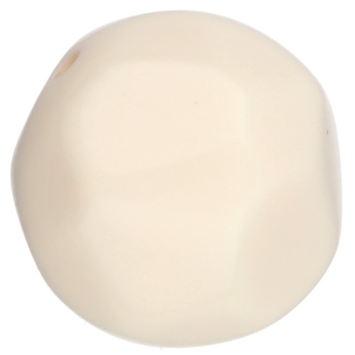 Perles rondes irrégulières facettées 14 mm en résine opaque - Ecru x1