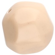 Perles rondes irrégulières facettées 14 mm en résine opaque - Beige x1