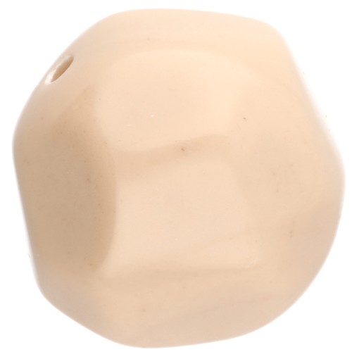 Perles rondes irrégulières facettées 14 mm en résine opaque - Beige x1