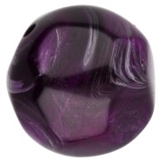 Perle ronde irrégulière facettée 14 mm résine translucide - Aubergine marbré