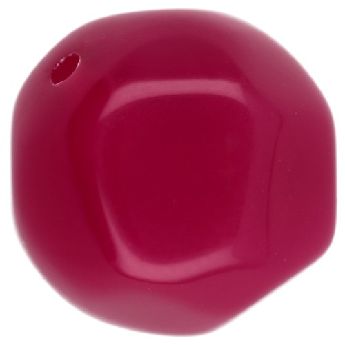 Perles rondes irrégulières facettées 14 mm en résine translucide - Fuchsia x1