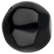Perles rondes irrégulières facettées 14 mm en résine opaque - Noir x1