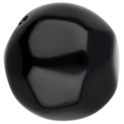 Perles rondes irrégulières facettées 14 mm en résine opaque - Noir x1