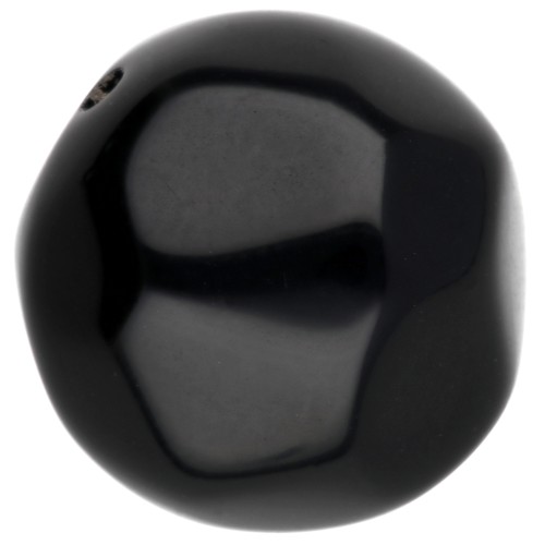 Perles rondes irrégulières facettées 14 mm en résine opaque - Noir x1