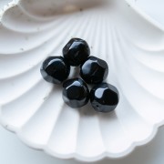 Perles rondes irrégulières facettées 14 mm en résine opaque - Noir x1
