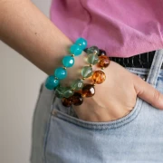 Perle ronde irrégulière facettée 14 mm en résine opaque - Noir x1
