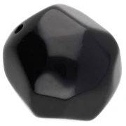 Perles rondes irrégulières facettées en résine 16 mm Noir x1