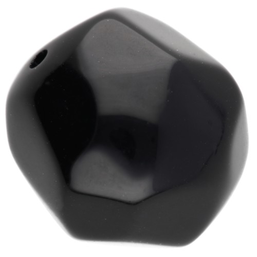 Perles rondes irrégulières facettées en résine 16 mm Noir x1
