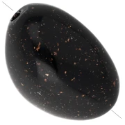 Perles nuggets irréguliers 13.5x9 mm en résine opaque - Noir pailleté doré x8
