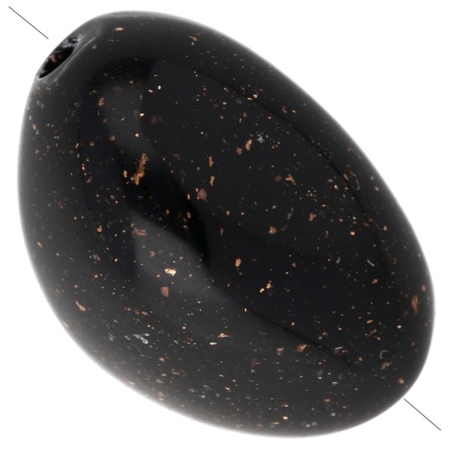Perles nuggets irréguliers 13.5x9 mm en résine opaque - Noir pailleté doré x8