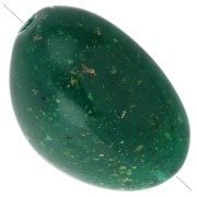 Perles nuggets irréguliers 13.5x9mm en résine opaque - Vert foncé pailleté doré x8