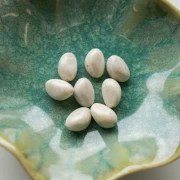 Perles nuggets irréguliers 13.5x9 mm en résine opaque - Lin marbré pailleté x8