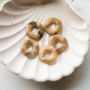 Pendentif donuts 21 mm en résine - Bronze marbré x1
