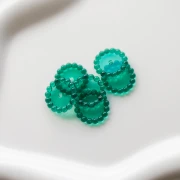 Perles rondelles 15 mm avec petites boules en résine transparente - Vert foncé x6