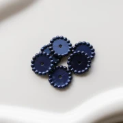 Perles rondelles 15 mm avec petites boules en résine opaque - Bleu foncé nacré x6