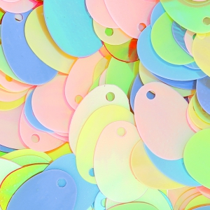 Assortiment de sequins ovales 13x9 mm Multi Pastel irisé x10g